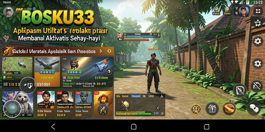 Screenshot menampilkan antarmuka BOSKU33 yang intuitif dan beragam fitur utilitas.