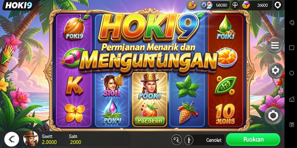 Screenshot utama HOKI9 menunjukkan keseruan gameplay slot yang menantang.