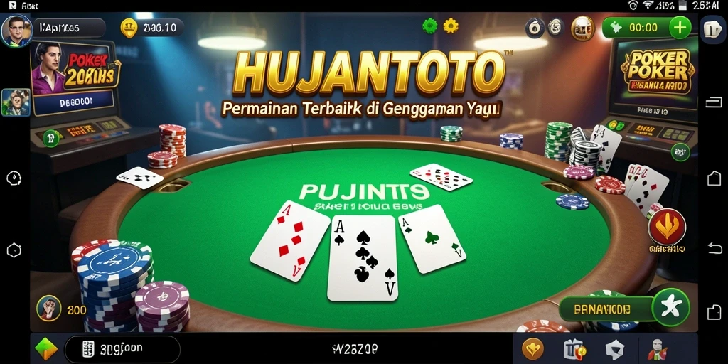 Tampilan menarik gameplay Poker HUJANTOTO yang seru.