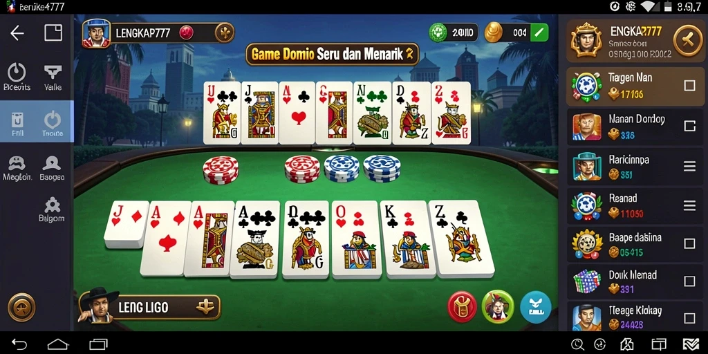 Tampilan gameplay seru dalam LENGKAP777 yang melibatkan domino.