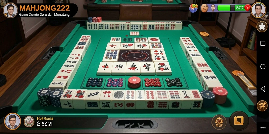 Tampilan gameplay menegangkan dari MAHJONG222 dengan kartu Domino.