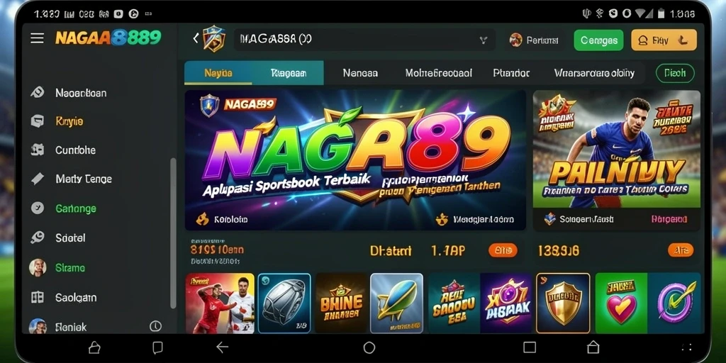 Tampilan utama aplikasi NAGA889 dengan fitur taruhan yang menarik.