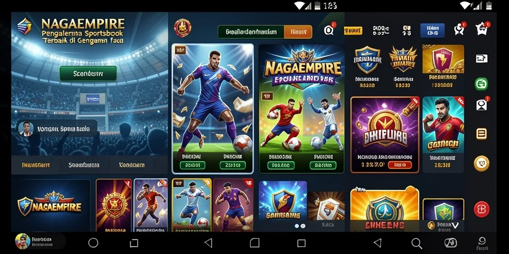 Tampilan gameplay menarik dari aplikasi NAGAEMPIRE untuk taruhan sportsbook.