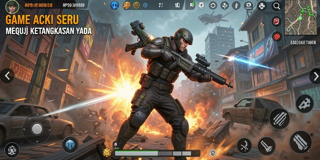 Screenshot menampilkan gameplay RP99 yang mendebarkan dan penuh aksi.