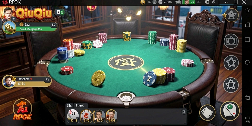 Tampilan menarik dari gameplay QiuQiu RPOK yang mendebarkan.
